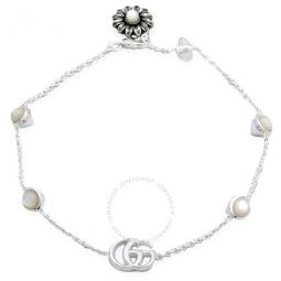 GG Marmont Mother of Pearl Sterling Silver Bracelet, Size 16