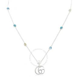 GG Marmont Mother of Pearl & Topaz Double G Pendant Necklace