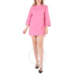 Pink Apricot Wool Silk Cady Button Detail Short Dress, Brand Size 40 (US Size 6) (US Size 6)