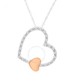 10K Two Tone Gold 1/6 ctw Diamond Floating Heart Pendant Necklace (K-L, I1-I2)