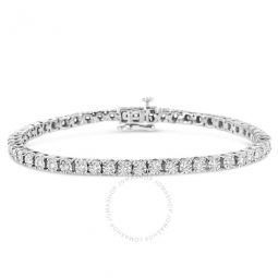 10K White Gold 1/2 Cttw Real Diamond Illusion-Set Miracle Plate Tennis Bracelet (I-J Color, SI2-I1 Clarity) - Size 7.5