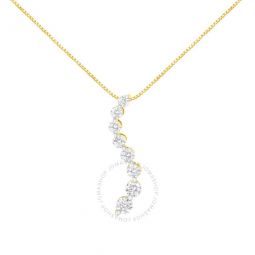 14k Yellow Gold 3.0 cttw Baguette and Brilliant Round-Cut Diamond Journey 18 Pendant Necklace (I-J Color, I2-I3 Clarity)