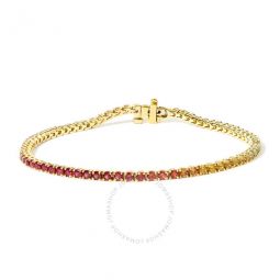 14K Yellow Gold Natural Rainbow Gemstone Sapphire and Tsavorite Tennis Bracelet - 7 Inches