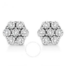 .925 Sterling Silver 1/2 Cttw Lab Grown Brilliant Round Cut Diamond Floral Cluster Stud Earrings (G-H Color, VS2-SI1 Clarity)