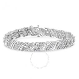 .925 Sterling Silver 2.0 cttw Diamond Double Wrap S Curve Link Bracelet (I-J Color, I3 Clarity) -7.25