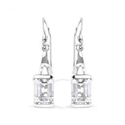 .925 Sterling Silver 3.0 Cttw Emerald Cut White Topaz Solitaire Dangle Earring - AAA Quality