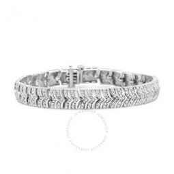 .925 Sterling Silver 3.00 Cttw Diamond Chevron Link Bracelet (I2-I3 Clarity, I-J Color) - Size 7.25