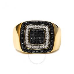 Mens 10K Yellow Gold 3/4 Cttw White and Black Treated Diamond Ring Band (Black / I-J Color, I2-I3 Clarity)