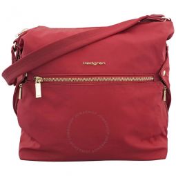 Prisma Oblique Hobo Nylon Bag In Pomegranate