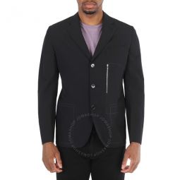 Black Wool And Silk Blazer Jacket, Brand Size 52