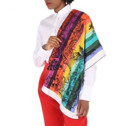Jungle Love Rainbow Embroidered Square Scarf