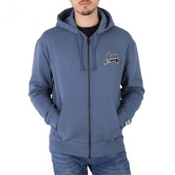 Bright Blue Exclusive Logo Cotton-Blend Zip-Up Hoodie, Size Small