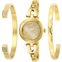 Angel Quartz Crystal Gold Dial Ladies Watch and Bracelet Set