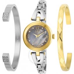 Angel Quartz Crystal Grey Dial Ladies Watch and Bracelet Set