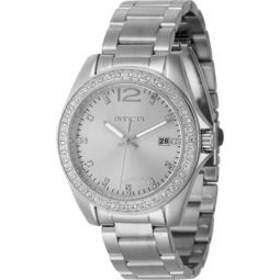 Angel Quartz Crystal Silver Dial Ladies Watch