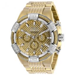 Bolt Chronograph GMT Date Quartz Gold Dial Mens Watch