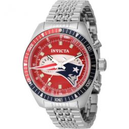 NFL New England Patriots World Time GMT Quartz Red Dial Mens Watch