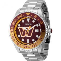 NFL Washington Commanders Automatic Date Dive Red Dial Mens Watch