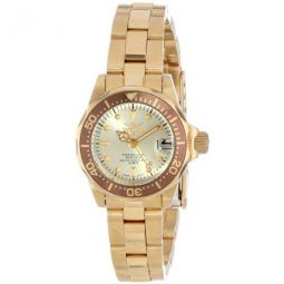 Pro Diver Champagne Dial 18kt Gold Ion-plated Ladies Watch
