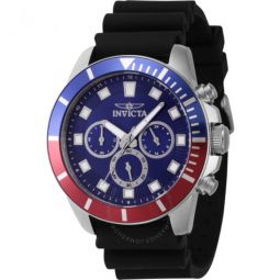 Pro Diver Chronograph GMT Quartz Blue Dial Pepsi Bezel Mens Watch