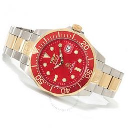 Pro Diver Red Dial Stainless Steel Mens Watch