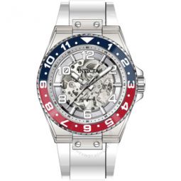 Speedway Automatic Skeleton Silver Dial Pepsi Bezel Mens Watch