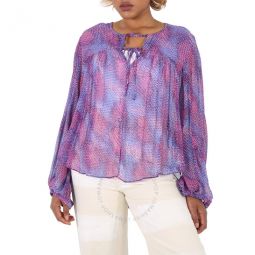 Ladies Violet Ametissa Silk-Chiffon Blouse, Brand Size 42 (US Size 8)