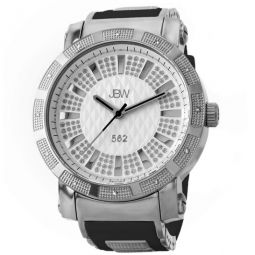 562 Silver Crystal Dial Diamond Bezel Silver-tone Stainless Steel Mens Watch