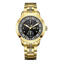 Black Dial Gold-Plated Stainless Steel Diamond Ladies Watch
