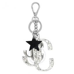 Ladies Silver Glitter Star JC Charm Key Ring