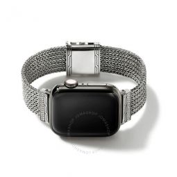 Smart Watch Strap with Diamonds 40MM-45MM Apple Watch faces, Sterling Silver, 18MM Size Medium