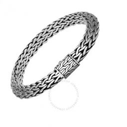 Sterling Ssilver Classic Chain Tiga bracelet, 9.5mm bracelet with pusher clasp, size M -
