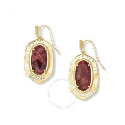 Anna 14K Yellow Gold Plated Brass And Maroon Jade Earrings