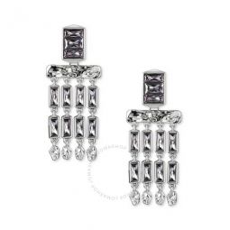 Jack Rhodium Plated Brass and Grey Crystal Dangle Earrings