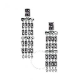 Jack Rhodium Plated Brass and Grey Crystal Dangle Earrings