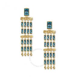 Jack Vintage Gold Plated Brass and Teal Crystal Dangle Earrings
