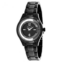 Kenneth Cole Black Dial Black Ion-plated Ladies Watch