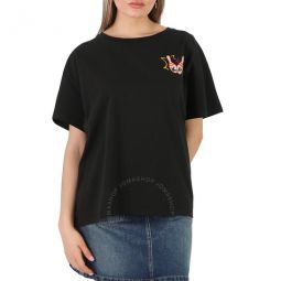 Black Graphic Print Bowling Cotton T-Shirt, Size Small