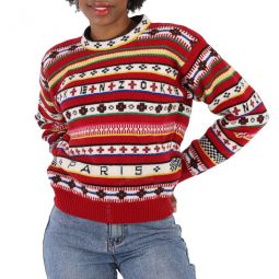 Fairisle Intarsia Striped Wool And Cotton Sweater, Size X-Small