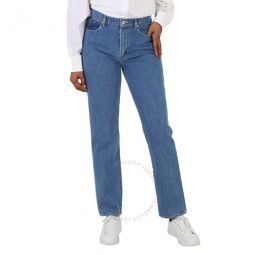 Ladies Blue Denim Slim High-Waist Jeans, Waist Size 26