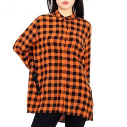 Ladies Check Print Wool Blend Shirt, Brand Size 38 (US Size 6)