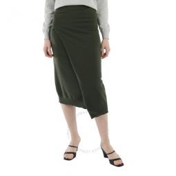 Ladies Dark Khaki Merino Wool Wrap Skirt, Size X-Small