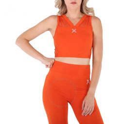 Ladies Logo-print Orange Sports Bra, Size Medium
