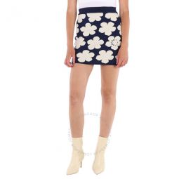 Ladies Midnight Blue Jacquard Poppy Skirt, Size Medium