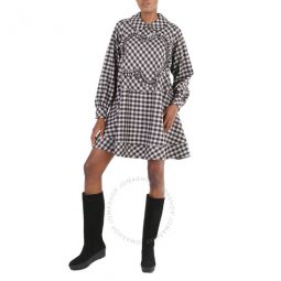Ladies Misty Grey Gingham-Check Midi Dress, Brand Size 36 (US Size 4)