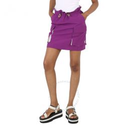 Ladies Purple Drawstring-waist Nylon Utility Skirt, Brand Size 34 (US Size 2)