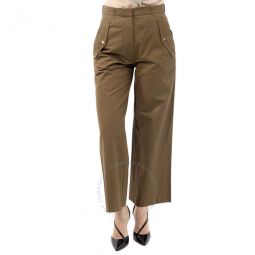Ladies Taupe Cropped Flared Cotton Trousers, Brand Size 38 (US Size 6)