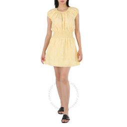 Lemon Gingham Snakeskin A-line Mini Dress, Brand Size 38 (US Size 6)