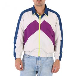 Mens Colorblock Sport Track Nylon Jacket, Size Small