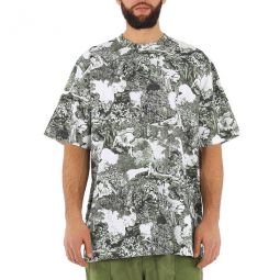 Mens Dark Khaki Dreamers Graphic-print Cotton T-shirt, Size Large